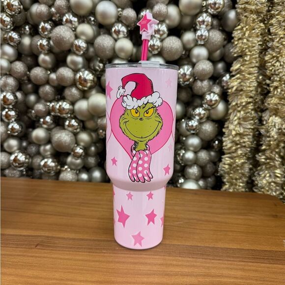Pink Grinch Tumbler with Straw - Picture 5 of 5